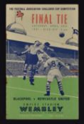 1951 FA Cup Final Football Programme Blackpool v Newcastle United 28 April 1951 at Wembley. Fair-