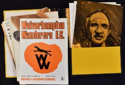 1972/73 Wolverhampton Wanderers home football programmes to include Rangers (F), Kilmarnock (