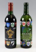 2x 1991 Rugby World Cup Commemorative French wine bottles - both un-opened white and red Bordeaux
