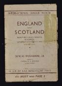 1941 England v Scotland official football programme in aid of RAF Benevolent Fund at Bloomfield