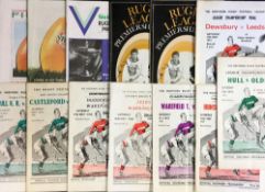 Rugby League Championship/Premier Cup Final programmes from late 1950's to late 1980's - to incl