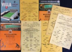 Wolverhampton Wanderers home reserve football programmes v Aston Villa 1952/53, 1953/54, 1956/57,