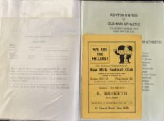 Selection of Oldham Athletic Team Sheets includes friendlies, FA Cup Youth fixtures lists, few