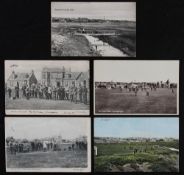 Collection of 5x Carnoustie golfing scene postcards from the early 1900's - 