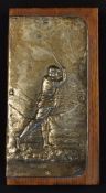 Fine 1910 silver embossed golfing figure note book panel - hallmarked Birmingham 1910 and stamped