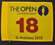 2010 St Andrews Official Open Golf Championship No. 18 yellow pin flag - won by Louis Oosthuizen