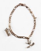 Sterling silver charm bracelet - c/w 2x golfing lucky charms one stamped sterling