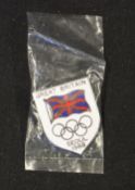 Olympics - 1988 Olympics Great Britain Enamel Badge with the British Flag and Olympic Logo on a