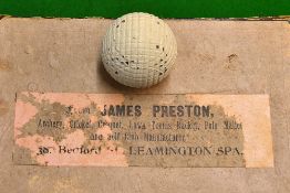 Fine unused line mesh guttie golf ball - retaining nearly all of the original white paint and