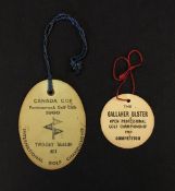 2x interesting 1960's Irish golf tournament related entrance badges - for 1960 Canada Cup Two Day