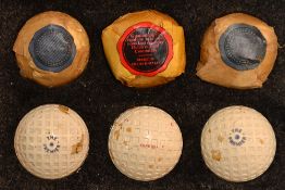 6x good wrapped and unwrapped square dimple golf balls - 3x paper wrapped with original labels