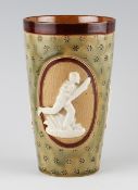Cricket - Late 19th / Early 20th Century Doulton Lambeth Ceramic Cricket Beaker body having three c