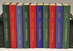 Cricket - Yorkshire County Cricket Club 1961 to 1970 Year Books - all hard-back books, all have