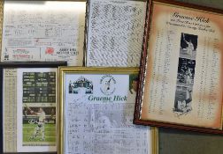 Selection of Assorted Graeme Hick Signed Framed Items including Somerset v Worcestershire 1988