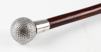 Bramble pattern polished metal golf ball handle walking stick - overall 36