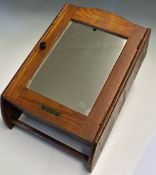 Oak Mirror Door Medicine Cabinet / Towel Rail with original plaque 'The Initial Towel Supply Co'