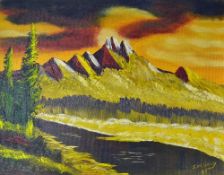 American Serial Killer - Original Artwork - John Wayne Gacy (1942-1994) 'High Country Sunset' Oil