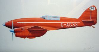 The De Havilland DH.88 'Comet' Coloured Drawing signed by the artist depicts 'Grosvenor House G-ACSS