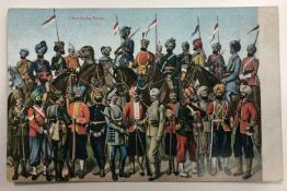 India - Sikh and Indian Officers WWI Postcard A French postcard titled L'Armee des Indes', showing