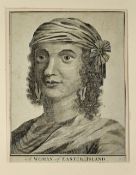 Easter Island - 'A Woman of Easter Island' Print c.1784 mounted measures 26x31cm approx.