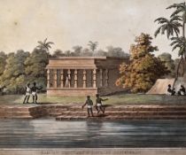 India - Nabobs Choultry & Tank, at Conjeveram 1804 Print - a hand coloured aquatint from Picturesque