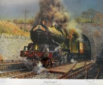 Railway - 'King George V' Signed Colour Print - ltd ed 850, signed by the artist Cuneo together with
