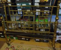 Brass Plated Bed Frame include head and foot frames with wheels, without middle section, heavy (