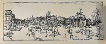 Henry Rushbury R.A. 'View From a Balcony -Hyde Park Corner' Print - measures 50x25cm approx.