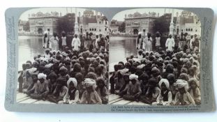 Amritsar Golden Temple Stereoview - An early photographic stereoview of the Golden Temple, showing