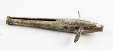Very large Hardy Devon metal bait: both fins stamped Hardy's Alnwick - round collar to rear -