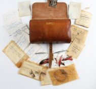 Fine Hardy Bros Ltd Makers Alnwick, England large leather pig skin fly and cast wallet: containing