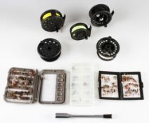 Fly Reels and Flies (9): 3x modern fly reels Greys 2.75