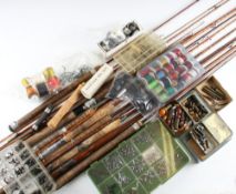Rods and Accessories for Renovation (Qty): Two cardboard tubes containing Hardy cane rods and