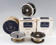 Fine Hardy Marquis Salmon No.2 Fly reel with 2 spare spools: with 2x dark grey spools and light grey