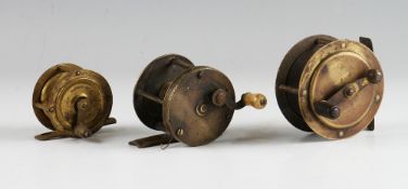 Early 19thc brass multiplying wide drum reel and 2x others (3): 2.25