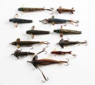 Various Hardy Lures and other makes: Hardy Anti-Kink phantom, 2x Hardy Pennell, Hardy Ideal Phantom,