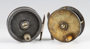 2x early Alloy and Brass/Alloy Combination fly reels: J.B Walker Newcastle on Tyne Fraser 3