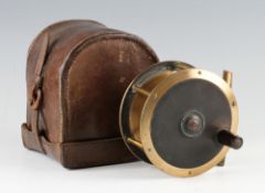 Fine Brass Salmon Fly Reel and Leather case: 4