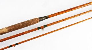 Allcocks Split cane rod: 11ft 3ins 3pc with fully red agate guides, bronzed sliding reel ring - used