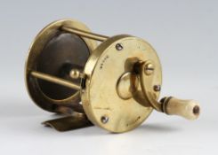 Early Haywood Maker brass multiplying winch reel c. 1820: 2 1/8
