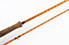Good Hardy 'The Pope' Palakona fly rod: 10ft 2pc split cane rod line #7, burgundy whipped rings
