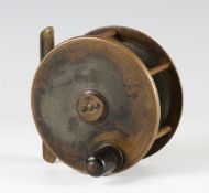 Gray Inverness Brass Salmon Reel: 3.7 inch diameter plate wind with dark horn handle, constant check