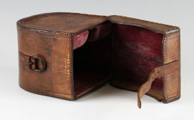 Reel Case: Hardy Bros Alnwick leather block D shaped salmon reel case - 4.25