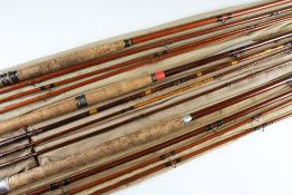 Collection of various greenheart spliced salmon rods (3): Playfair Aberdeen Grants Patent