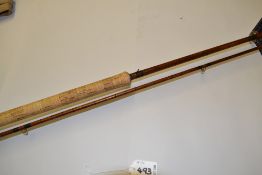 B James & Son, Ealing Rod: Mk IV Avon Carp rod, 10ft 2pc split cane, bridge guides, lined butt and