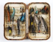 Hardy Neroda fly box: chenille bars holding good collection of 21x Waddington's and 6x Tandem Hooked