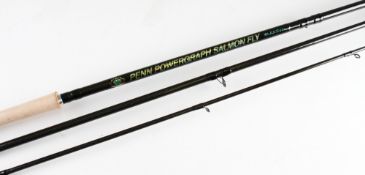 Fine Penn Powergraph Salmon Fly Rod unused: 16ft 3pc graphite rod - line #10-12, still with