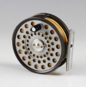 Hardy L.R.H Lightweight alloy fly reel c/w line - ebonite handle, 2x screw drum release latch, rim