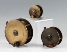 Fine P.D Malloch Maker Perth brass salmon fly reel: 4.5