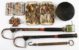 Early Game Fishing Accessories: Copper Fly tin with large salmon flies up to 2.5